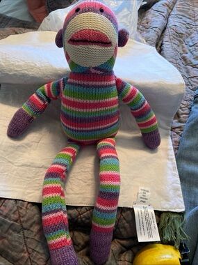 Unk Striped Knit Monkey Plush - Pink, Purple, Green, Blue